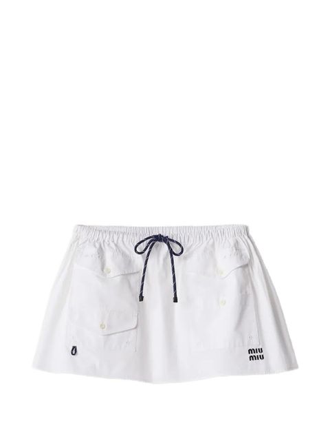 Miu Miu flap-pockets logo-detail mini skirt - White - zdjęcie produktu nr 1