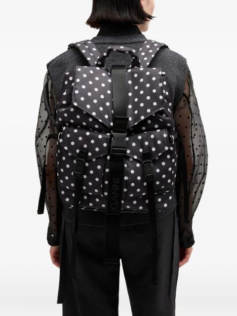 GANNI polka dot buckle backpack - Black - zdjęcie produktu nr 2