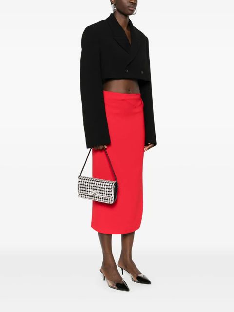 Self-Portrait Crystal shoulder bag - Black