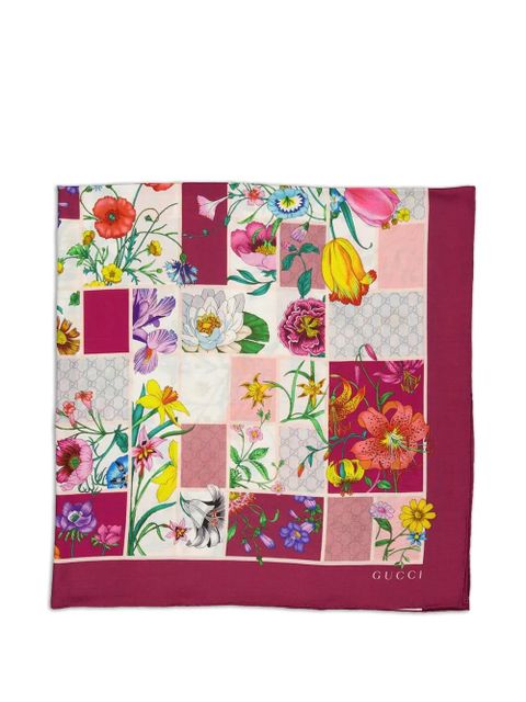 Gucci floral-print block-design scarf - Pink - zdjęcie produktu nr 1