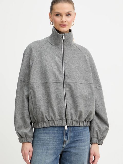 Pinko kurtka z dodatkiem wełny kolor szary przejściowa 106046 A2ZU - zdjęcie produktu nr 1