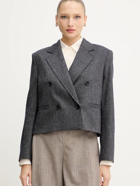 BOSS Orange marynarka z wełną kolor granatowy dwurzędowa wzorzysta 50547682 - zdjęcie produktu nr 1