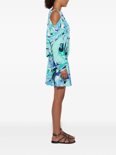 PUCCI shoulder-cut print dress - Blue
