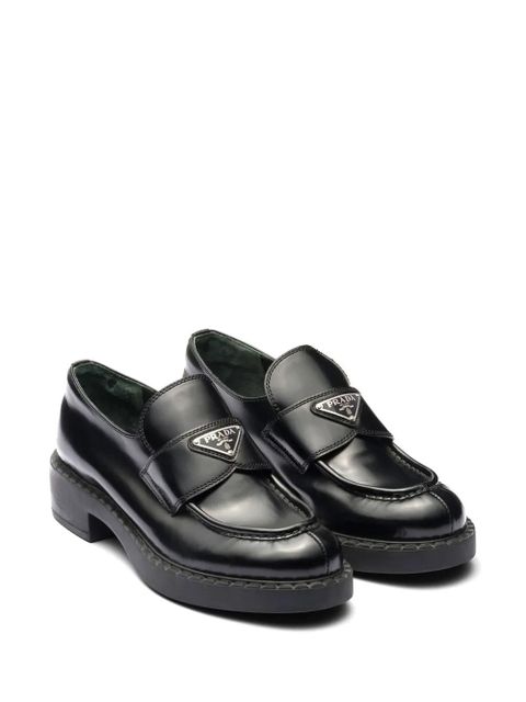 Prada Chocolate brushed leather loafers - Black - zdjęcie produktu nr 2