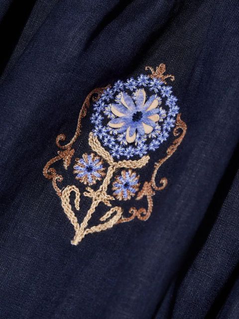 Agua By Agua Bendita Curua Mosaico embroidered asymmetric midi skirt - Blue