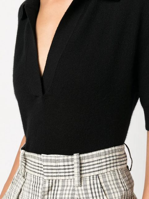 KHAITE Jo shortsleeved cashmere polo top - Black