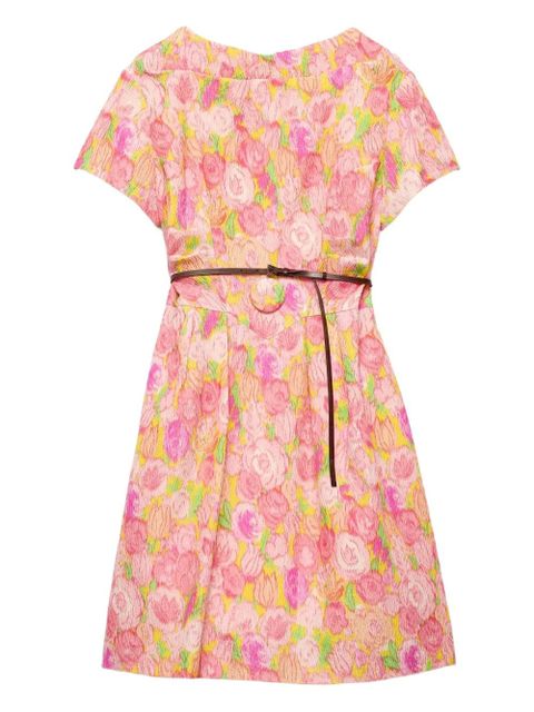 Prada floral-print belted mini dress - Pink - zdjęcie produktu nr 1