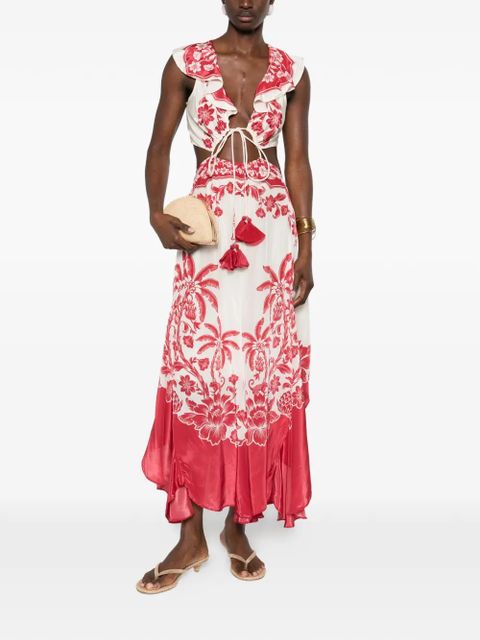 FARM Rio floral ruffled dress - Neutrals - zdjęcie produktu nr 2