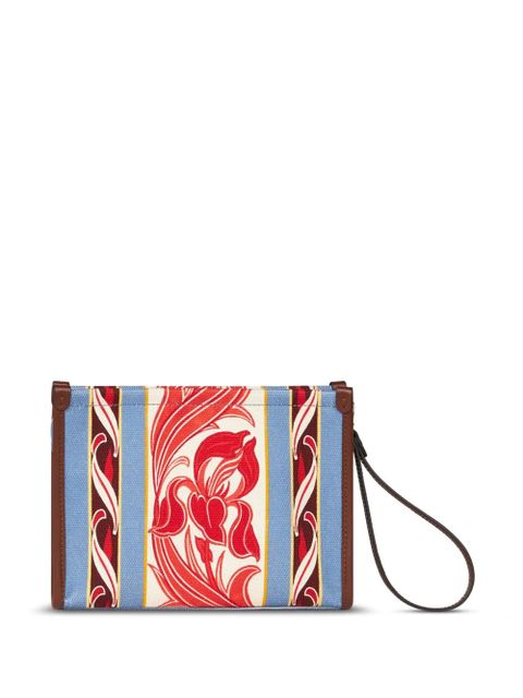ETRO abstract-print canvas clutch bag - Blue