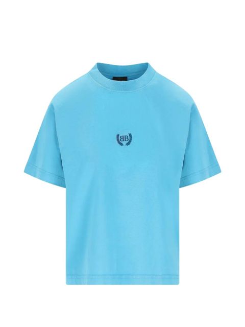Balenciaga short-sleeve logo-embroidery T-shirt - Blue - zdjęcie produktu nr 1