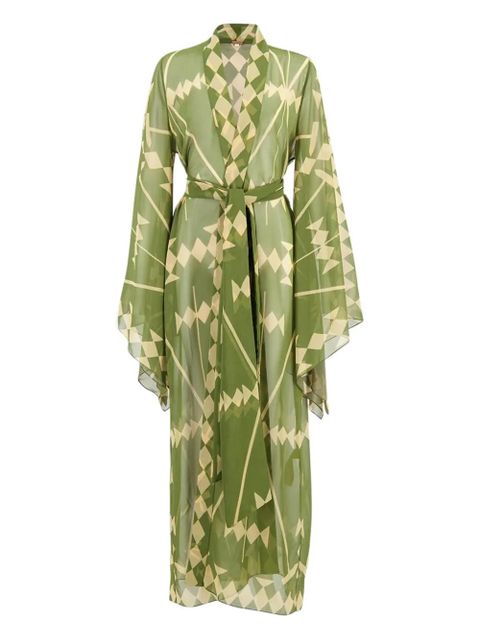 Johanna Ortiz geometric-print wrap maxi dress - Green - zdjęcie produktu nr 1