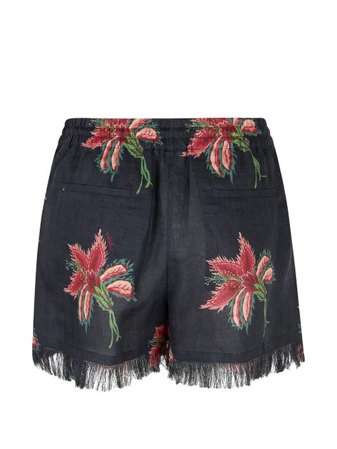Valentino Garavani floral-pattern tassel-detail shorts - Blue - zdjęcie produktu nr 2