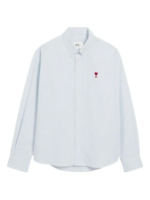 AMI Paris Ami De Coeur button-down cotton shirt - Blue - zdjęcie produktu nr 1