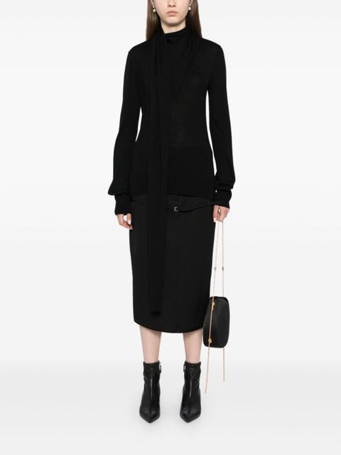 TOTEME draped-scarf fine knit top - Black - zdjęcie produktu nr 2