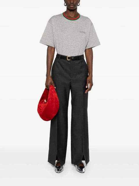 Gucci logo-embroidered straight-leg trousers - Grey
