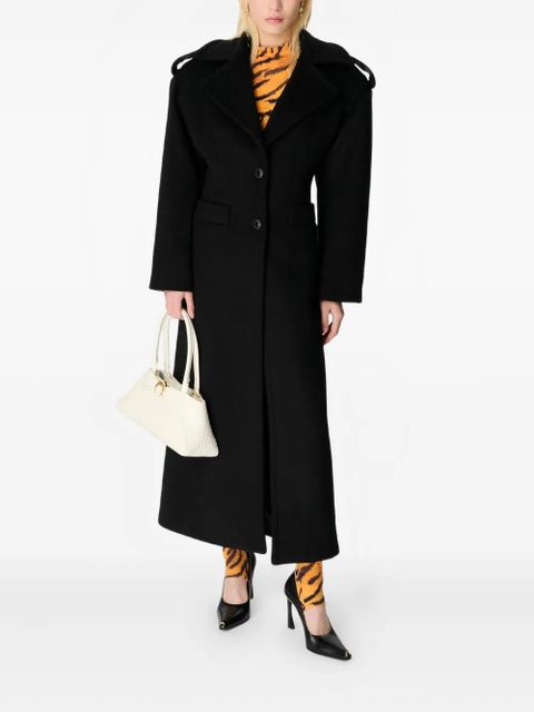 Marine Serre wool single-breasted coat - Black - zdjęcie produktu nr 2