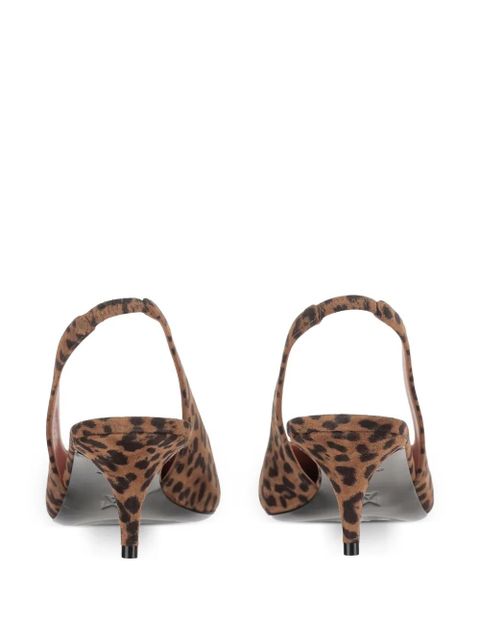 Amina Muaddi 55mm Anok animal-print slingback pumps - Brown - zdjęcie produktu nr 2