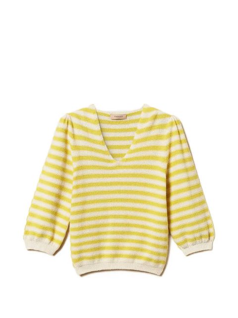TWINSET V-neck striped sweater - Yellow - zdjęcie produktu nr 1