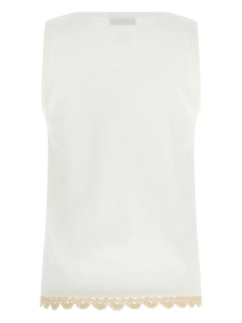 Magda Butrym ribbed crochet-trimmed top - White