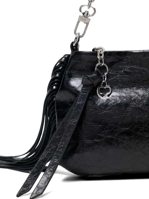 Maje M Miss fringe-detail clutch bag - Black