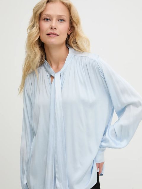 Answear.LAB bluzka damska kolor niebieski gładka