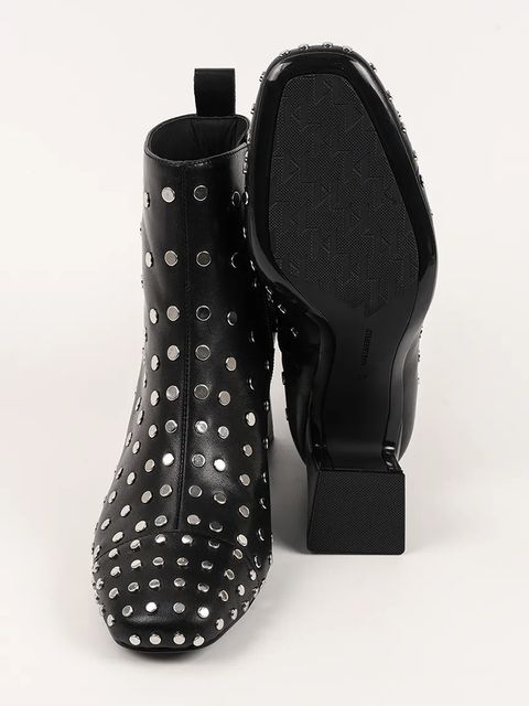 Karl Lagerfeld botki skórzane BEATA damskie kolor czarny na słupku KL31445S