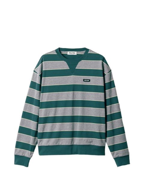 Miu Miu striped logo-patch sweatshirt - Green - zdjęcie produktu nr 1
