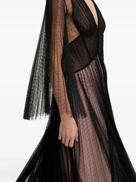 TWINSET pleated polka-dot mesh dress - Black