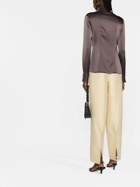 Nanushka oversized-collar fitted shirt - Brown - zdjęcie produktu nr 2