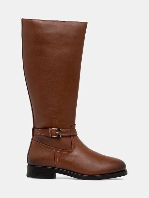Tommy Hilfiger kozaki skórzane TH BUCKLE RIDING LTHR LONG BOOT - zdjęcie produktu nr 1