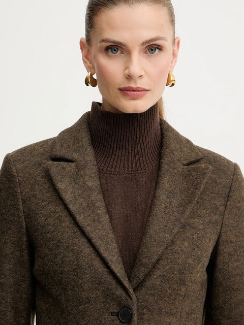 Silvian Heach płaszcz ALCEDO kolor brązowy GPA25012CP