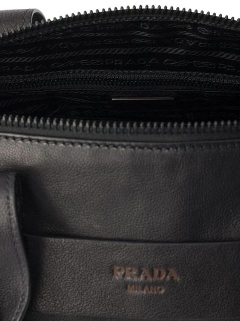 Prada large Route leather tote bag - Black
