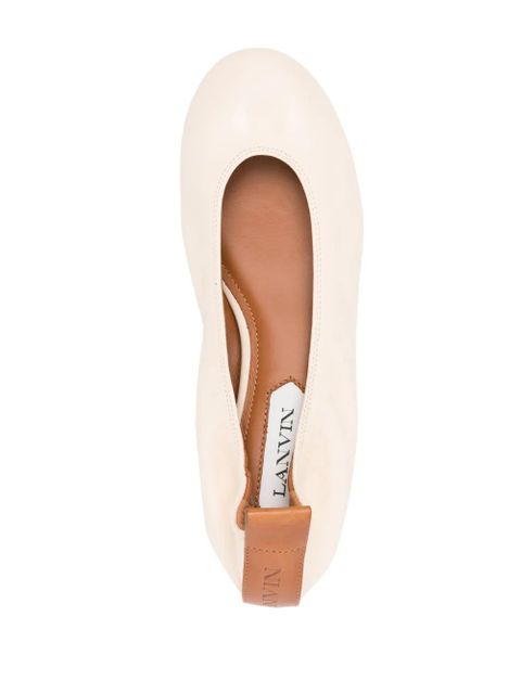 Lanvin round-toe leather ballerina shoes - Neutrals
