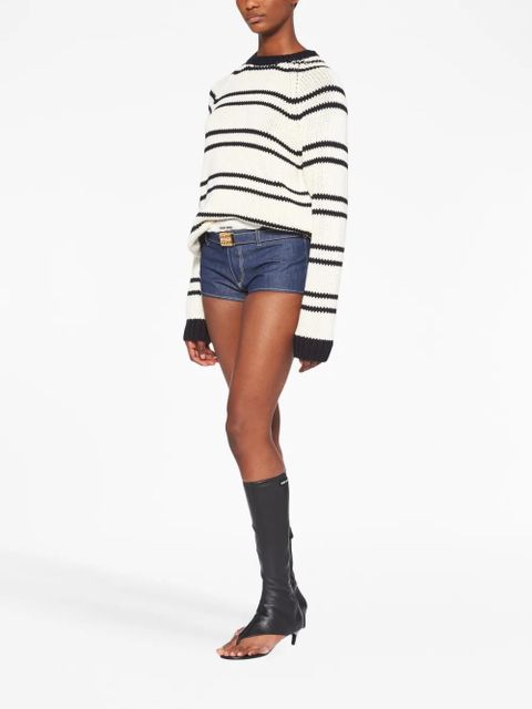 Miu Miu striped cotton jumper - White