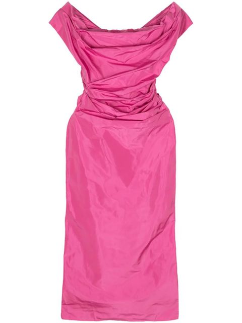 STAUD Andrea off-shoulder midi dress - Pink - zdjęcie produktu nr 1