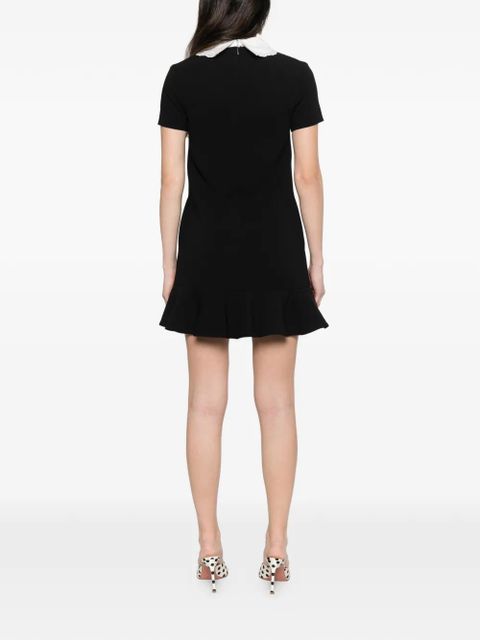 Self-Portrait ruffled bow-embellishment mini dress - Black