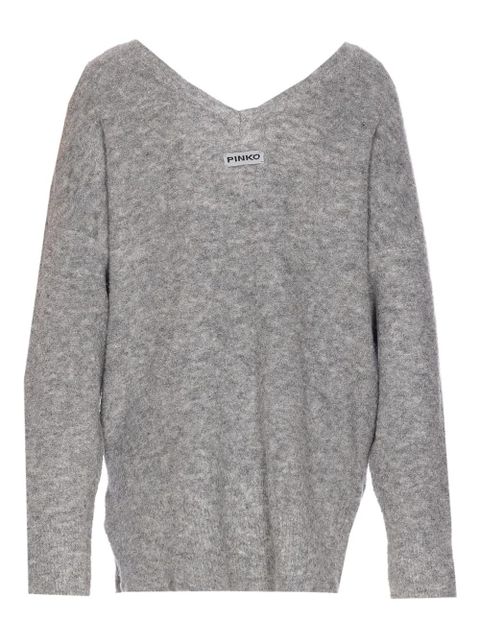 PINKO Dancing Queen embellished V-neck sweater - Grey