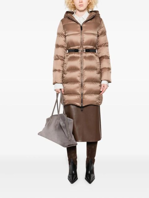 Max Mara hooded belted puffer jacket - Brown
