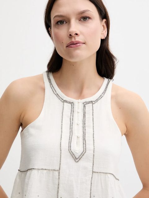 Pepe Jeans bluzka bawełniana damska kolor beżowy z aplikacją PL305102 - zdjęcie produktu nr 2