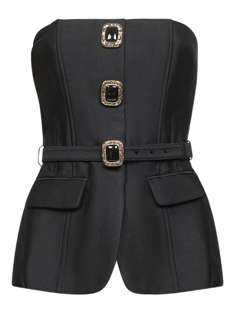 Self-Portrait button-embellished bandeau top - Black - zdjęcie produktu nr 1