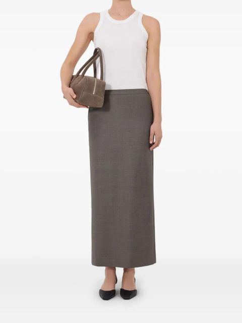 LouLou de Saison Cara elasticated waistband vent maxi skirt - Brown