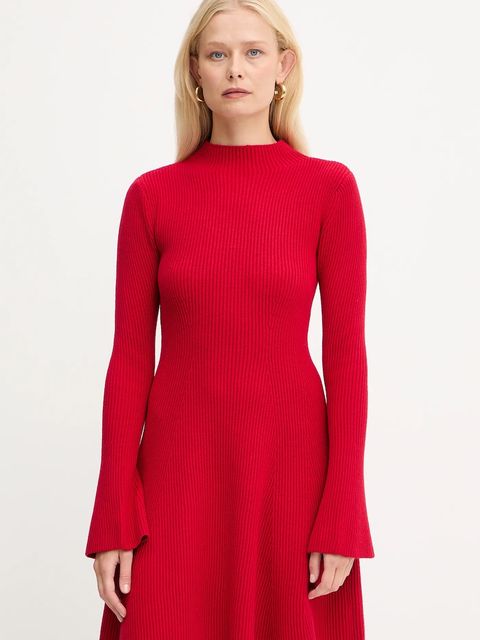 Twinset sukienka z dodatkiem wełny kolor czerwony mini rozkloszowana 252TT3140 - zdjęcie produktu nr 1