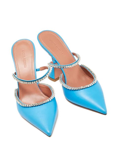 Amina Muaddi rhinestone-embellished pointed mules - Blue