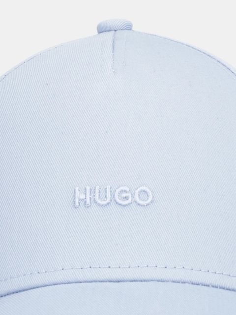 HUGO czapka z daszkiem bawełniana Cara kolor niebieski z aplikacją 50519255