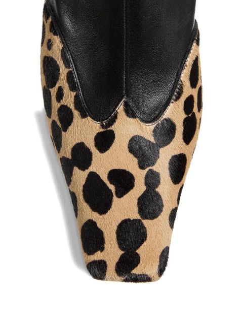 KHAITE 85mm Nevada hyena-print square toe boots - Black
