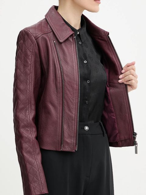 Armani Exchange kurtka skórzana kolor bordowy przejściowa XW000654 AF16212