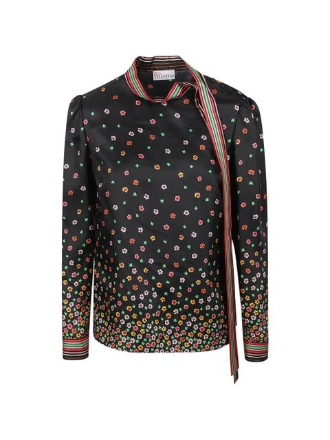 Valentino Garavani floral tie-neck shirt - Black - zdjęcie produktu nr 1