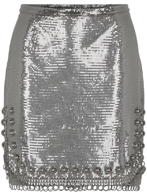 Rabanne stud-embellished mini skirt - Silver - zdjęcie produktu nr 1