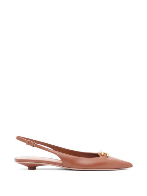 Valentino Garavani VLogothe Bold Edition calfskin slingback ballerinas 20mm - Brown - zdjęcie produktu nr 1