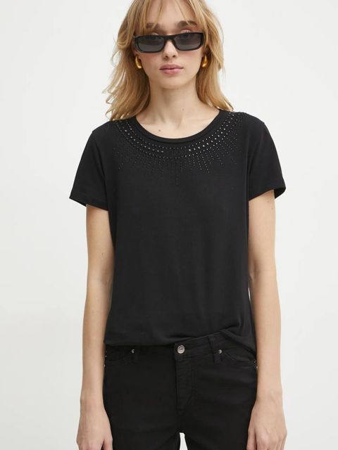 Liu Jo t-shirt damski kolor czarny TA5214 JS003 - zdjęcie produktu nr 1